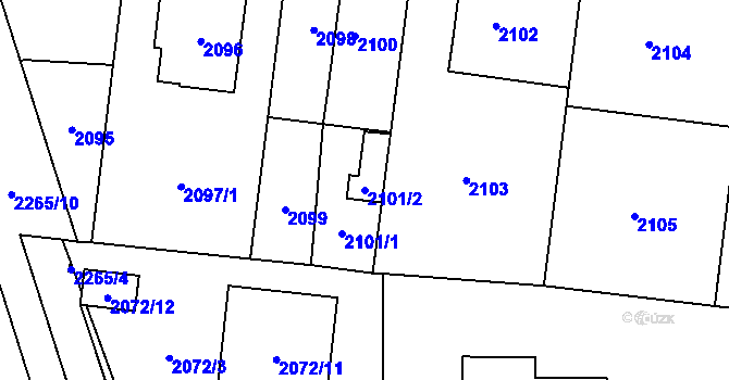 Parcela st. 2101/2 v KÚ Stodůlky, Katastrální mapa
