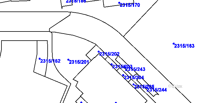 Parcela st. 2315/202 v KÚ Stodůlky, Katastrální mapa