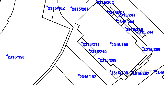 Parcela st. 2315/211 v KÚ Stodůlky, Katastrální mapa