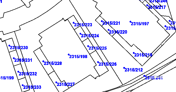 Parcela st. 2315/225 v KÚ Stodůlky, Katastrální mapa