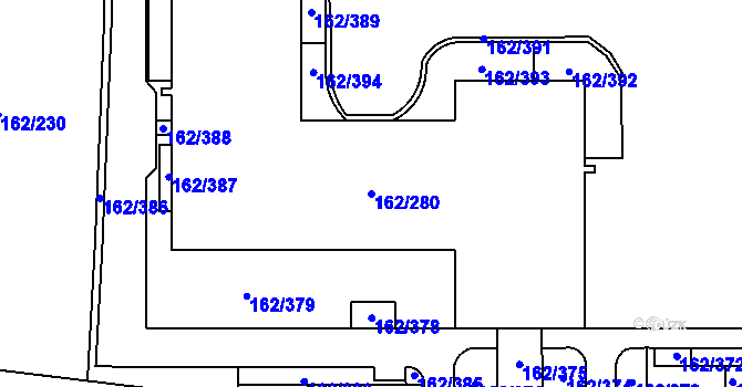 Parcela st. 162/280 v KÚ Stodůlky, Katastrální mapa
