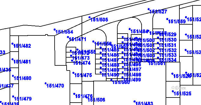 Parcela st. 151/486 v KÚ Stodůlky, Katastrální mapa