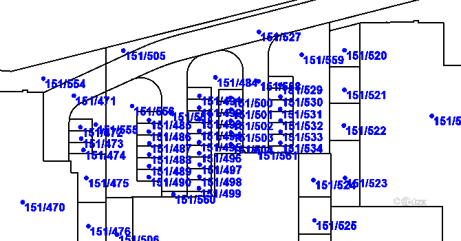 Parcela st. 151/502 v KÚ Stodůlky, Katastrální mapa