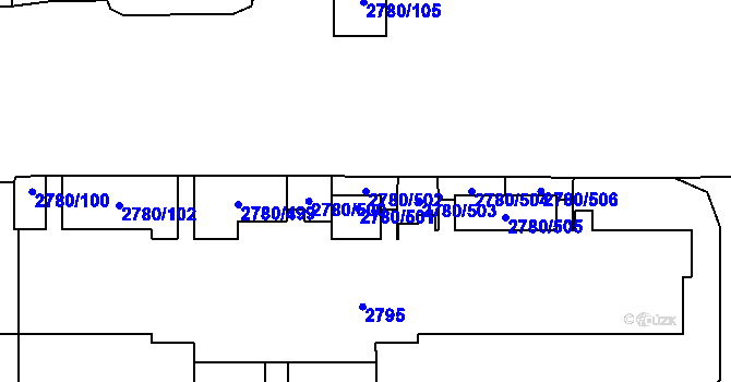 Parcela st. 2780/502 v KÚ Stodůlky, Katastrální mapa