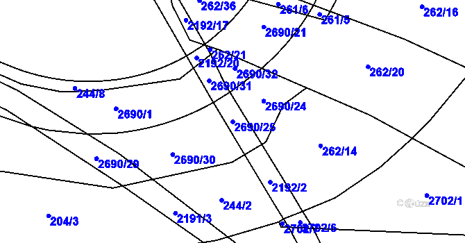 Parcela st. 2690/25 v KÚ Stodůlky, Katastrální mapa