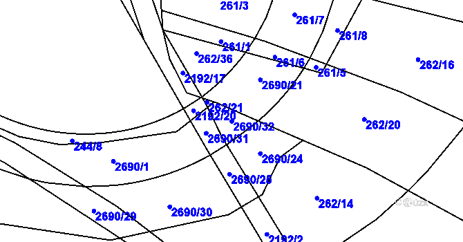 Parcela st. 2690/32 v KÚ Stodůlky, Katastrální mapa