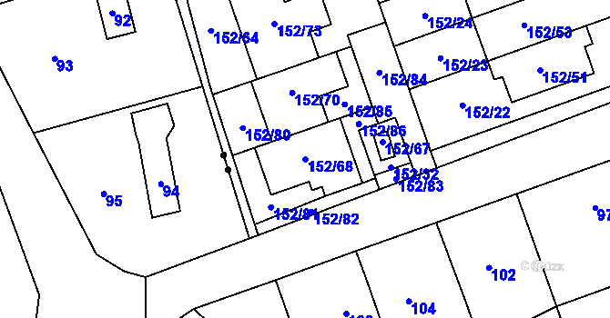 Parcela st. 152/68 v KÚ Stodůlky, Katastrální mapa