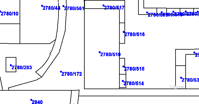 Parcela st. 2780/510 v KÚ Stodůlky, Katastrální mapa