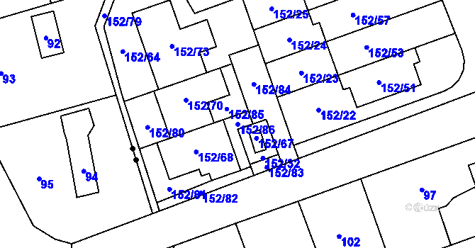 Parcela st. 152/86 v KÚ Stodůlky, Katastrální mapa