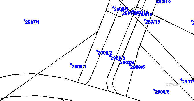 Parcela st. 2908/2 v KÚ Stodůlky, Katastrální mapa