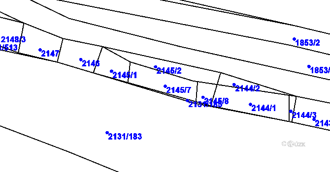 Parcela st. 2145/7 v KÚ Stodůlky, Katastrální mapa