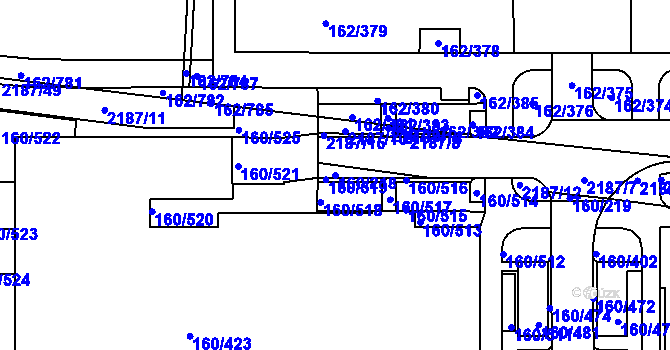 Parcela st. 160/218 v KÚ Stodůlky, Katastrální mapa