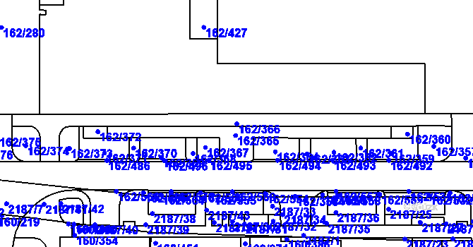 Parcela st. 162/366 v KÚ Stodůlky, Katastrální mapa