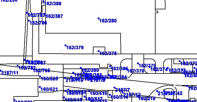Parcela st. 162/378 v KÚ Stodůlky, Katastrální mapa