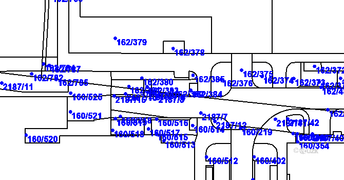Parcela st. 162/382 v KÚ Stodůlky, Katastrální mapa