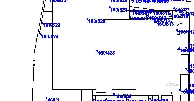 Parcela st. 160/423 v KÚ Stodůlky, Katastrální mapa