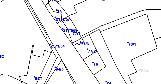 Parcela st. 77/3 v KÚ Stodůlky, Katastrální mapa
