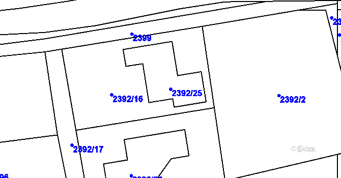 Parcela st. 2392/25 v KÚ Stodůlky, Katastrální mapa