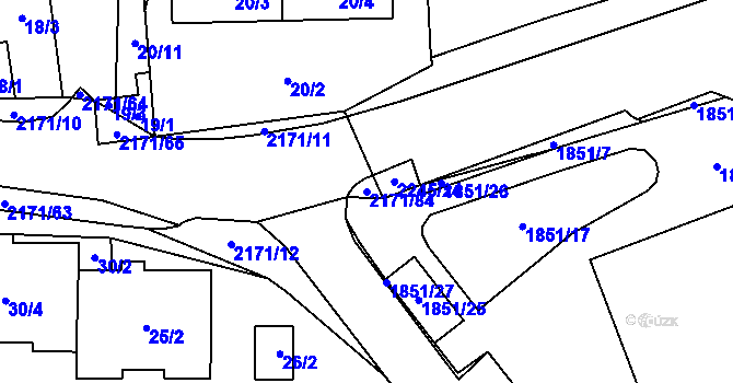 Parcela st. 2171/84 v KÚ Stodůlky, Katastrální mapa