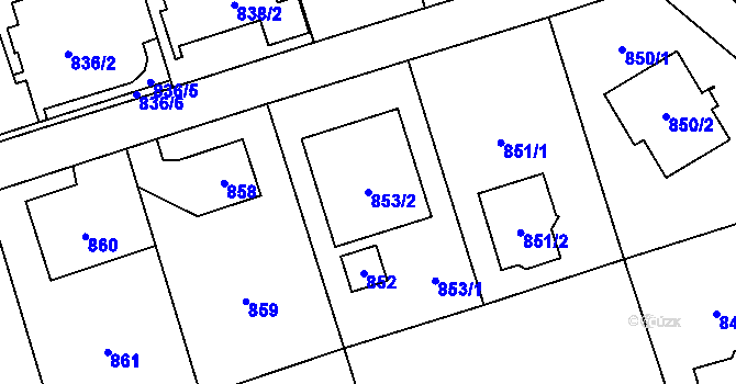 Parcela st. 853/2 v KÚ Stodůlky, Katastrální mapa
