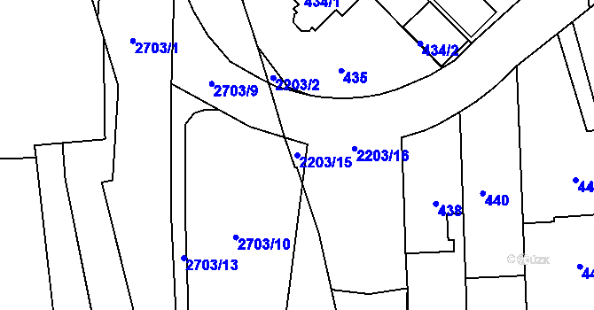 Parcela st. 2203/15 v KÚ Stodůlky, Katastrální mapa