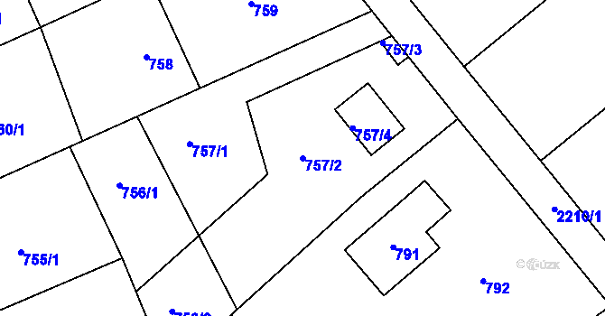 Parcela st. 757/2 v KÚ Stodůlky, Katastrální mapa