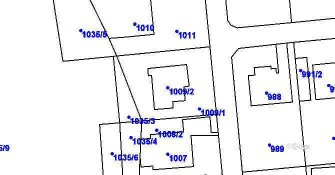 Parcela st. 1009/2 v KÚ Stodůlky, Katastrální mapa