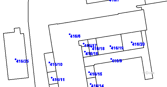 Parcela st. 416/17 v KÚ Stodůlky, Katastrální mapa