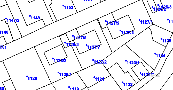 Parcela st. 1127/7 v KÚ Stodůlky, Katastrální mapa