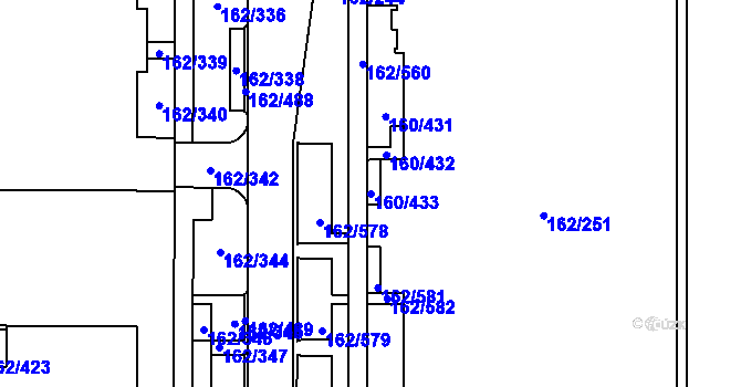 Parcela st. 160/433 v KÚ Stodůlky, Katastrální mapa