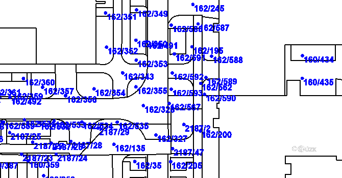 Parcela st. 162/593 v KÚ Stodůlky, Katastrální mapa