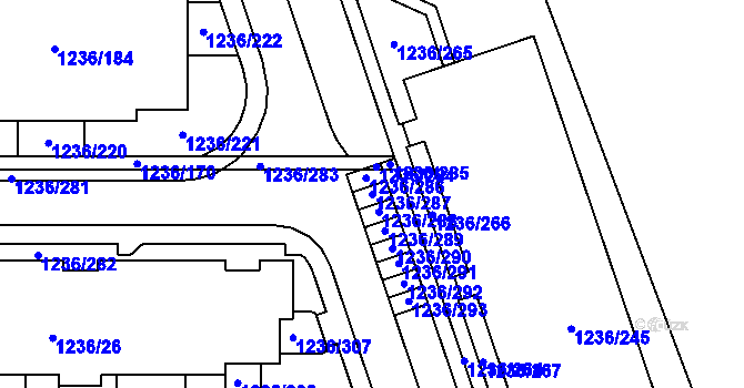 Parcela st. 1236/287 v KÚ Stodůlky, Katastrální mapa