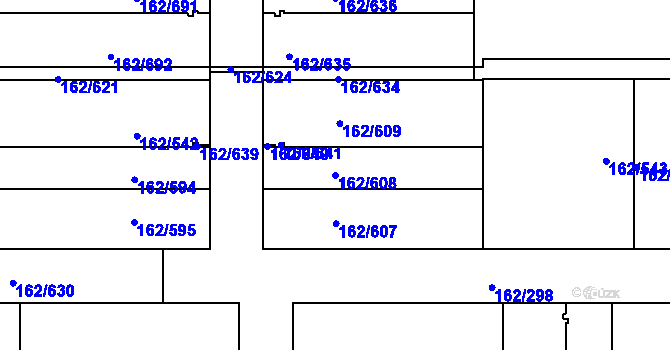 Parcela st. 162/608 v KÚ Stodůlky, Katastrální mapa