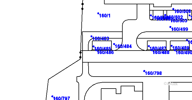 Parcela st. 160/486 v KÚ Stodůlky, Katastrální mapa