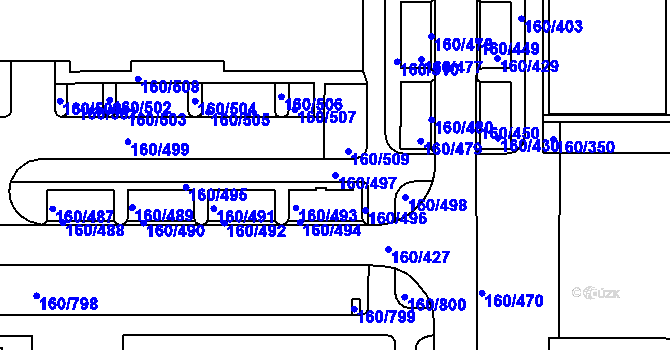 Parcela st. 160/497 v KÚ Stodůlky, Katastrální mapa