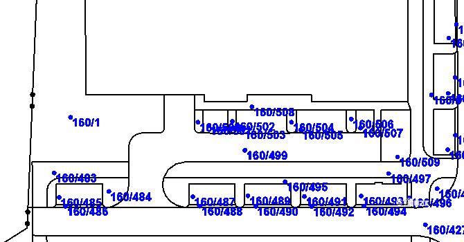 Parcela st. 160/502 v KÚ Stodůlky, Katastrální mapa