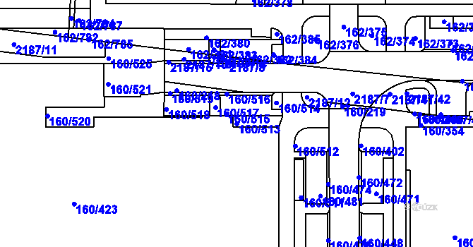 Parcela st. 160/513 v KÚ Stodůlky, Katastrální mapa