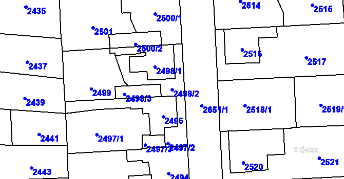 Parcela st. 2498/2 v KÚ Stodůlky, Katastrální mapa