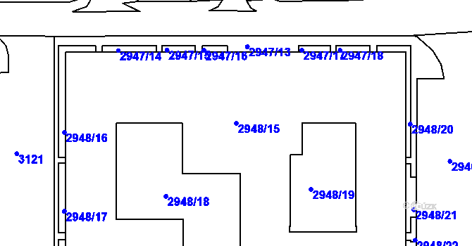 Parcela st. 2948/15 v KÚ Stodůlky, Katastrální mapa