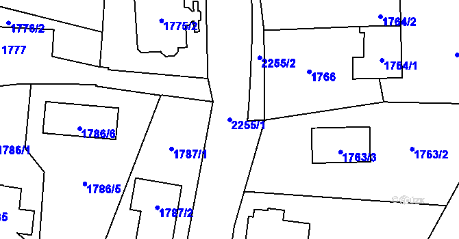 Parcela st. 2255/1 v KÚ Stodůlky, Katastrální mapa