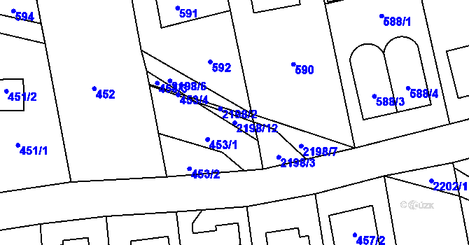 Parcela st. 2198/12 v KÚ Stodůlky, Katastrální mapa