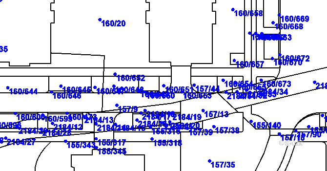 Parcela st. 160/651 v KÚ Stodůlky, Katastrální mapa