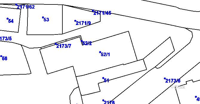Parcela st. 52/1 v KÚ Stodůlky, Katastrální mapa