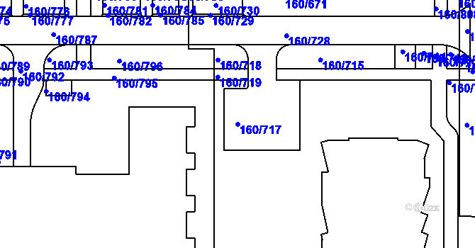 Parcela st. 160/717 v KÚ Stodůlky, Katastrální mapa