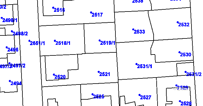 Parcela st. 2519/2 v KÚ Stodůlky, Katastrální mapa