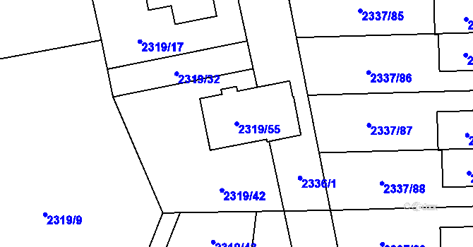 Parcela st. 2319/55 v KÚ Stodůlky, Katastrální mapa