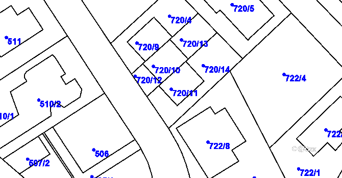 Parcela st. 720/11 v KÚ Stodůlky, Katastrální mapa