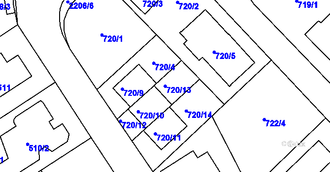 Parcela st. 720/13 v KÚ Stodůlky, Katastrální mapa