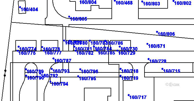 Parcela st. 160/785 v KÚ Stodůlky, Katastrální mapa