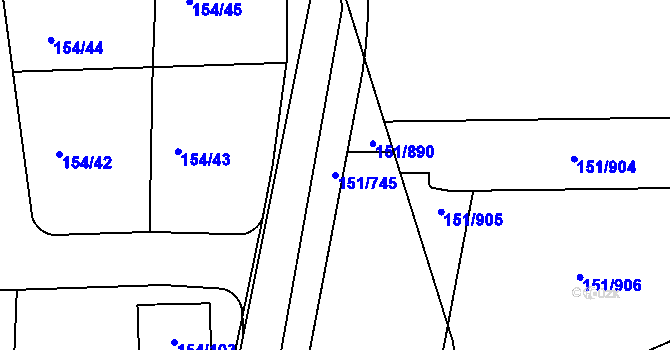 Parcela st. 151/745 v KÚ Stodůlky, Katastrální mapa